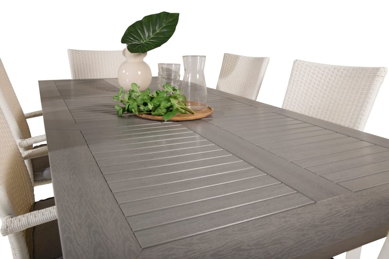Albany Matgruppe 150-210 cm Rektangulær med 6 Anna Stoler - Grå - Hagemøbler - Hagegruppe - Spisegrupper hage