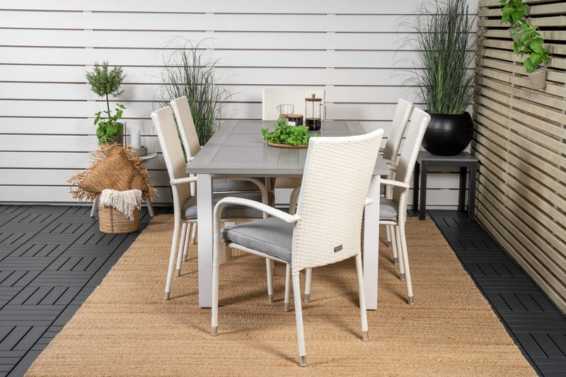 Albany Matgruppe 150-210 cm Rektangulær med 6 Anna Stoler - Grå - Hagemøbler - Hagegruppe - Spisegrupper hage
