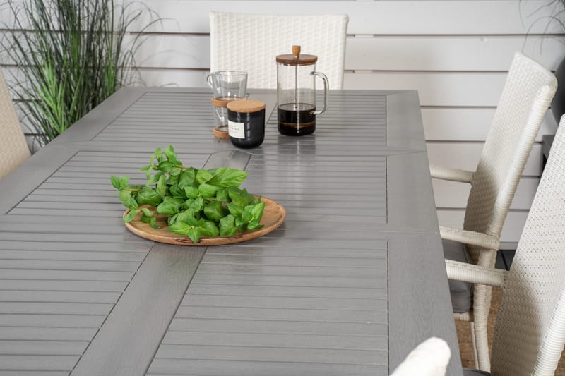 Albany Matgruppe 150-210 cm Rektangulær med 6 Anna Stoler - Grå - Hagemøbler - Hagegruppe - Spisegrupper hage