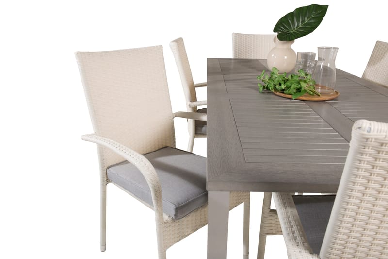 Albany Matgruppe 150-210 cm Rektangulær med 6 Anna Stoler - Grå - Hagemøbler - Hagegruppe - Spisegrupper hage
