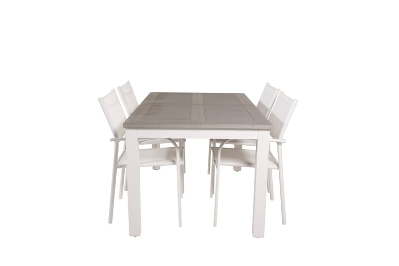 Albany Spisegruppe 150-210 cm Rektangulær med 4 Santorini Stoler - Grå - Hagemøbler - Hagegruppe - Spisegrupper hage