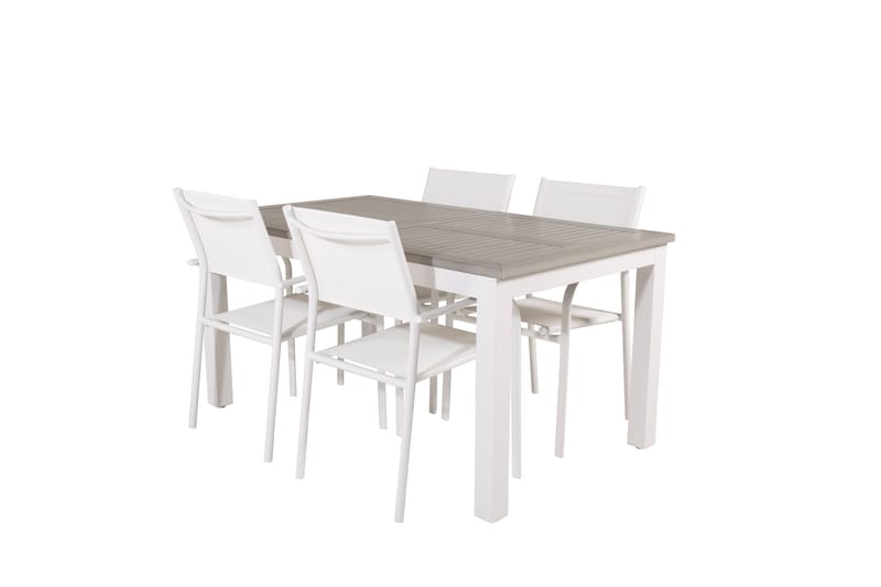 Albany Spisegruppe 150-210 cm Rektangulær med 4 Santorini Stoler - Grå - Hagemøbler - Hagegruppe - Spisegrupper hage