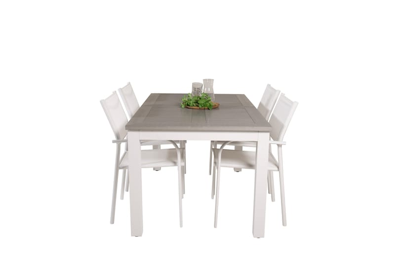 Albany Spisegruppe 150-210 cm Rektangulær med 4 Santorini Stoler - Grå - Hagemøbler - Hagegruppe - Spisegrupper hage