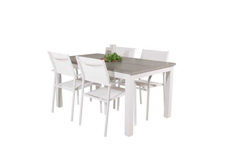 Albany Spisegruppe 150-210 cm Rektangulær med 4 Santorini Stoler - Grå - Hagemøbler - Hagegruppe - Spisegrupper hage