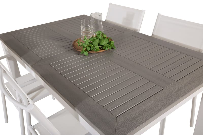 Albany Spisegruppe 150-210 cm Rektangulær med 4 Santorini Stoler - Grå - Hagemøbler - Hagegruppe - Spisegrupper hage