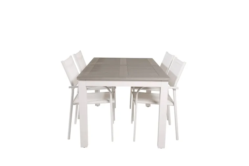 Albany Spisegruppe 150-210 cm Rektangulær med 4 Santorini Stoler, Grå