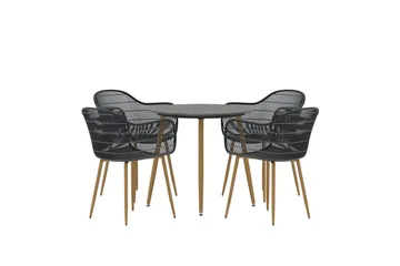 Anafi spisegruppe 80 cm med 4 stoler utendørs - Svart - Hagemøbler - Hagegruppe - Spisegrupper hage