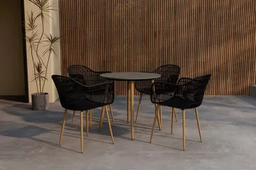 Anafi spisegruppe 80 cm med 4 stoler utendørs - Svart - Hagemøbler - Hagegruppe - Spisegrupper hage