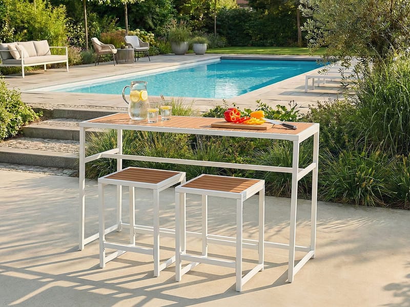 Barsett for hage 2-seter Avetrana - hvit/brun - Hagemøbler - Hagegruppe - Spisegrupper hage