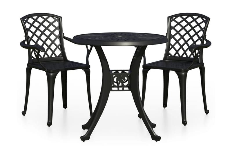 Bistrosett 3 deler støpt aluminium svart - Svart - Hagemøbler - Hagegruppe - Spisegrupper hage