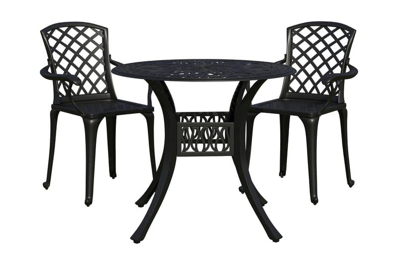 Bistrosett 3 deler støpt aluminium svart - Svart - Hagemøbler - Hagegruppe - Spisegrupper hage