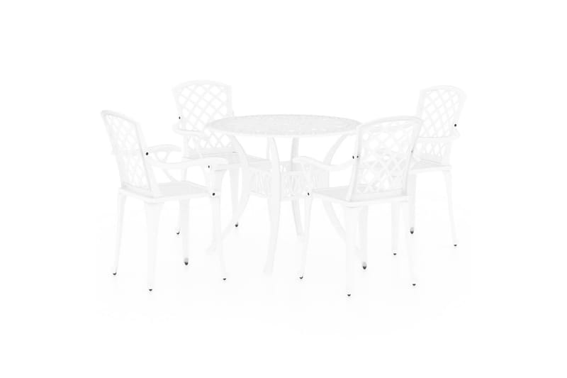 Bistrosett 5 deler støpt aluminium hvit - Hvit - Hagemøbler - Hagegruppe - Spisegrupper hage
