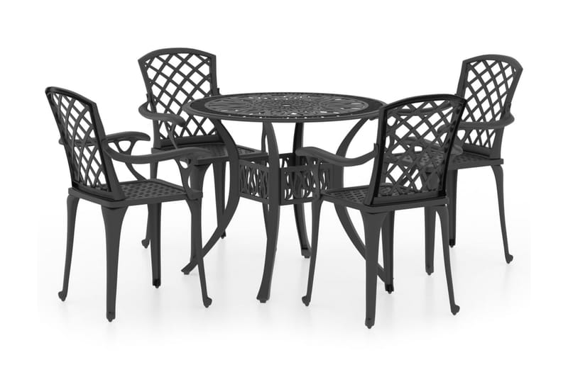 Bistrosett 5 deler støpt aluminium svart - Svart - Hagemøbler - Hagegruppe - Spisegrupper hage