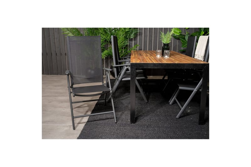 Bois Spisegruppe 200cm + 6 Break Posisjonsstoler Svart/Grå - Venture Home - Hagemøbler - Hagegruppe - Spisegrupper hage