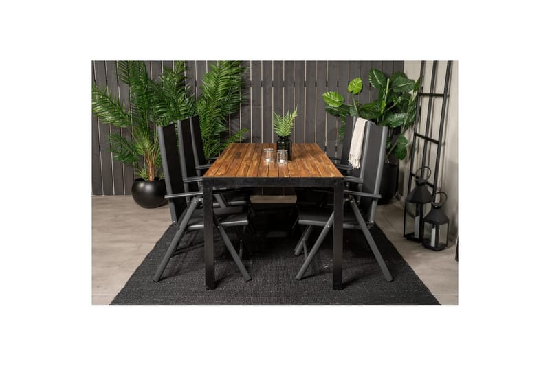 Bois Spisegruppe 200cm + 6 Break Posisjonsstoler Svart/Grå - Venture Home - Hagemøbler - Hagegruppe - Spisegrupper hage
