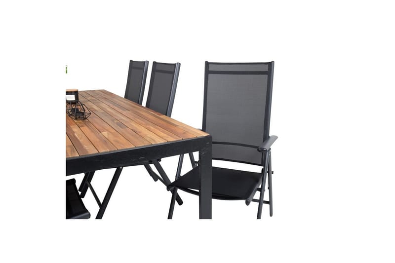 Bois Spisegruppe 200cm + 6 Break Posisjonsstoler Svart/Grå - Venture Home - Hagemøbler - Hagegruppe - Spisegrupper hage