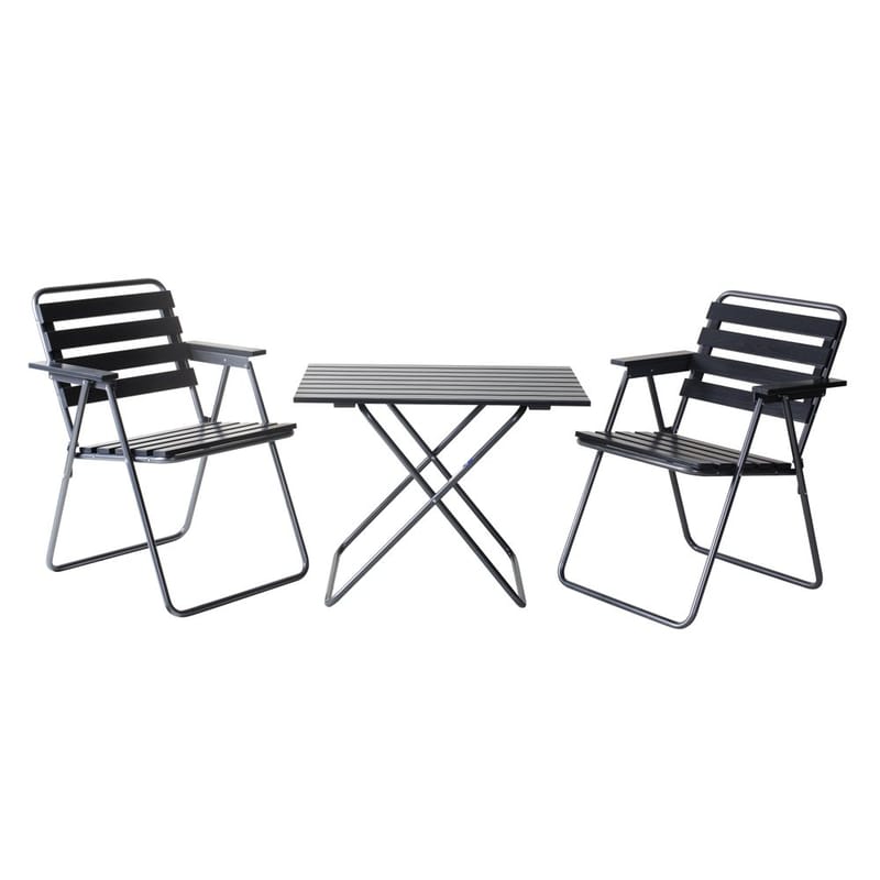 Bordgruppe Varax Retro 401 + 2 stk 305 Grå/Svart - Grå/Svart - Hagemøbler - Hagegruppe - Spisegrupper hage