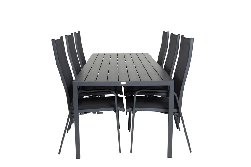 Break Spisegruppe + 6 Copacabana Karmstoler, Polywood/Svart