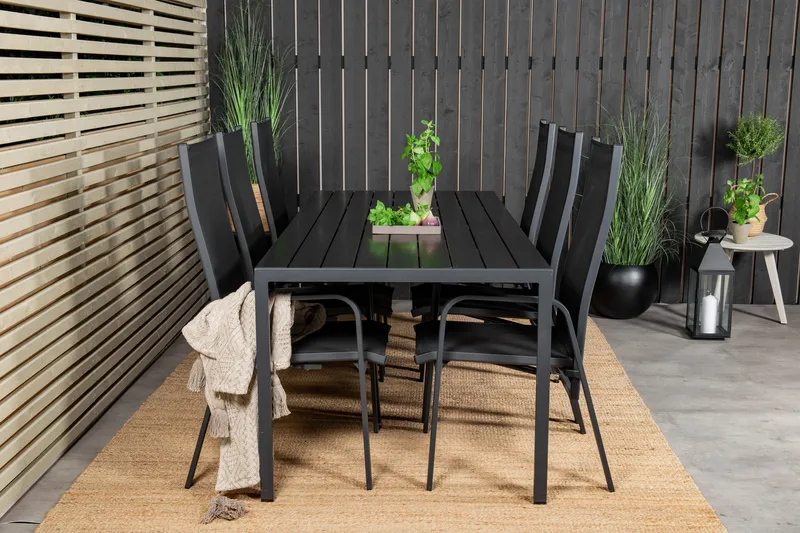 Break Spisegruppe + 6 Copacabana Karmstoler - Polywood/Svart - Hagemøbler - Hagegruppe - Spisegrupper hage