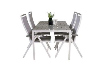 Break Spisegruppe 150 cm + 4 Albany Spisestoler - Grå / Hvit - Hagemøbler - Hagegruppe - Spisegrupper hage