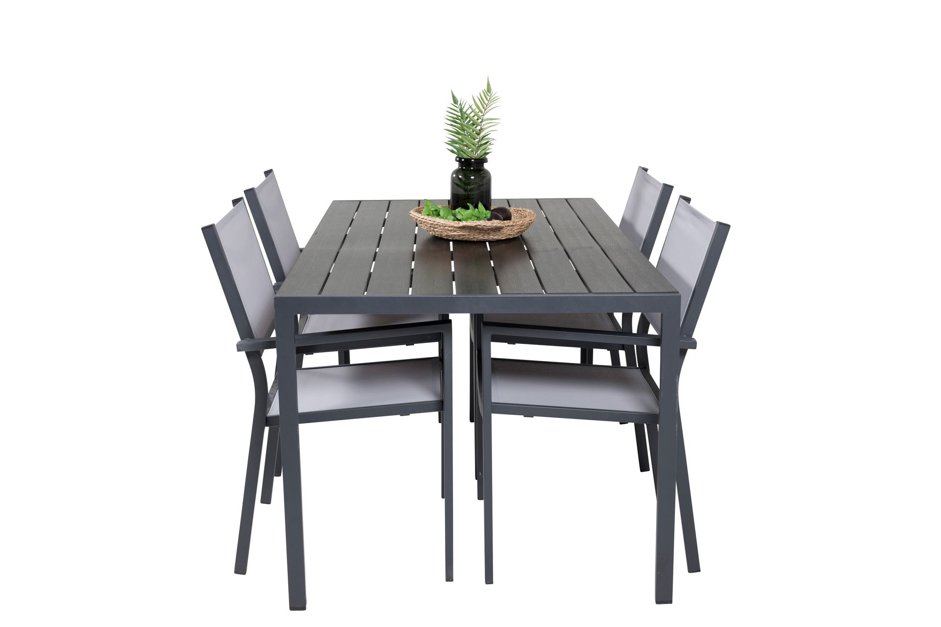 Break Spisegruppe 150 cm + 4 Copacabana Armstoler - Svart - Hagemøbler - Hagegruppe - Spisegrupper hage