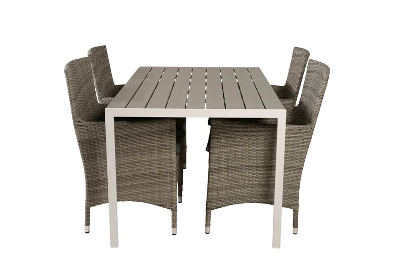 Break Spisegruppe 150 cm + 4 Malin Spisestoler, Grå / Hvit