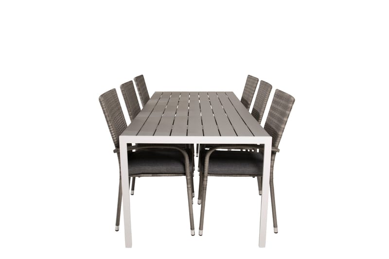 Break Spisegruppe 205 cm + 6 Anna Armstoler, Grå / Hvit