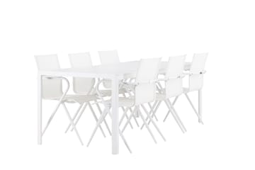 Break Spisegruppe 205 cm + 6 stk Alling Spisestoler Hvit - Hagemøbler - Hagegruppe - Spisegrupper hage
