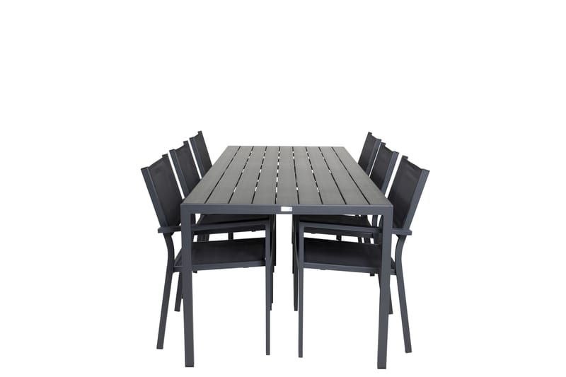 Break Spisegruppe 205 cm Rektangulær med 6 Copacabana Stoler - Svart - Hagemøbler - Hagegruppe - Spisegrupper hage