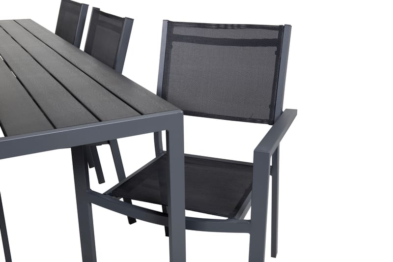 Break Spisegruppe 205 cm Rektangulær med 6 Copacabana Stoler - Svart - Hagemøbler - Hagegruppe - Spisegrupper hage