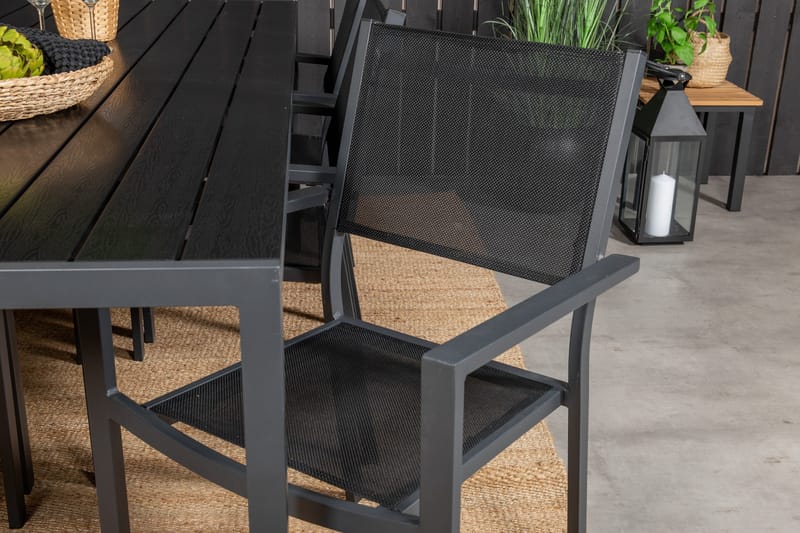 Break Spisegruppe 205 cm Rektangulær med 6 Copacabana Stoler - Svart - Hagemøbler - Hagegruppe - Spisegrupper hage