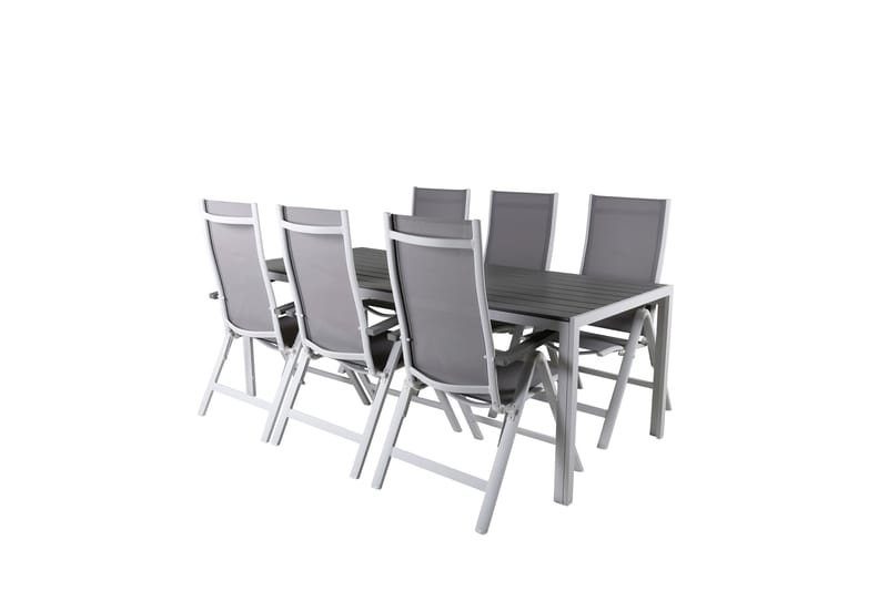 Break Spisegruppe 205cm + 6 Albany Posisjonsstoler Grå/Hvit - Venture Home - Hagemøbler - Hagegruppe - Spisegrupper hage