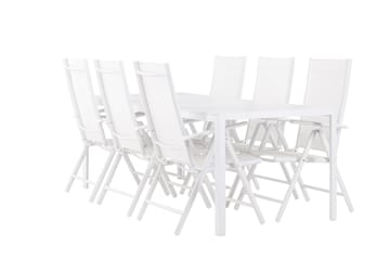 Break Spisegruppe cm Rektangulær med 6 Break Stoler - Hvit - Hagemøbler - Hagegruppe - Spisegrupper hage