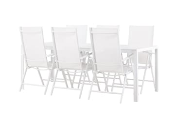 Break Spisegruppe cm Rektangulær med 6 Break Stoler - Hvit - Hagemøbler - Hagegruppe - Spisegrupper hage