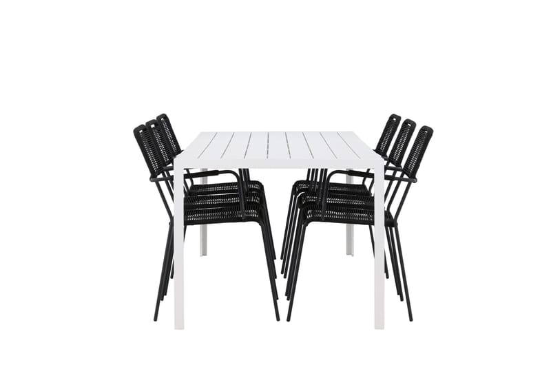 Break Spisegruppe cm Rektangulær med 6 Lindos Stoler - Hvit - Hagemøbler - Hagegruppe - Spisegrupper hage