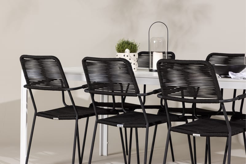 Break Spisegruppe cm Rektangulær med 6 Lindos Stoler - Hvit - Hagemøbler - Hagegruppe - Spisegrupper hage