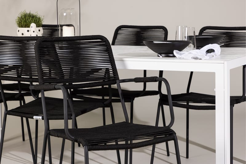 Break Spisegruppe cm Rektangulær med 6 Lindos Stoler - Hvit - Hagemøbler - Hagegruppe - Spisegrupper hage