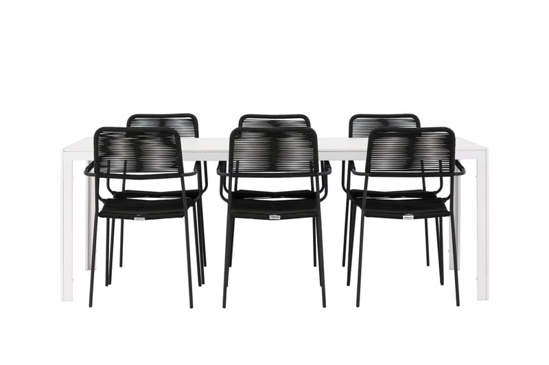 Break Spisegruppe cm Rektangulær med 6 Lindos Stoler - Hvit - Hagemøbler - Hagegruppe - Spisegrupper hage
