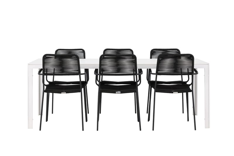 Break Spisegruppe cm Rektangulær med 6 Lindos Stoler - Hvit - Hagemøbler - Hagegruppe - Spisegrupper hage