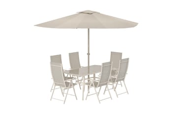 Brekki spisegruppe med 6 stoler utendørs - Beige - Hagemøbler - Hagegruppe - Spisegrupper hage