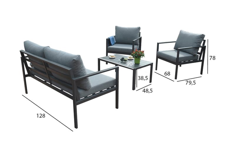 Adrio Hagesett Mørkegrå - Hagemøbler - Hagegruppe - Cafesett