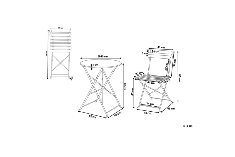 Alatri Balkongsett 60 cm + 2 stoler - mintgrønn - Hagemøbler - Hagegruppe - Cafesett