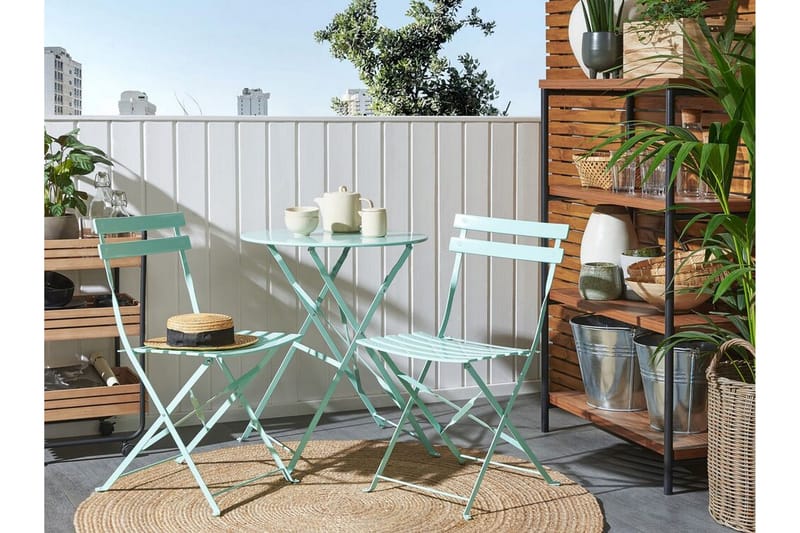 Alatri Balkongsett 60 cm + 2 stoler - mintgrønn - Hagemøbler - Hagegruppe - Cafesett