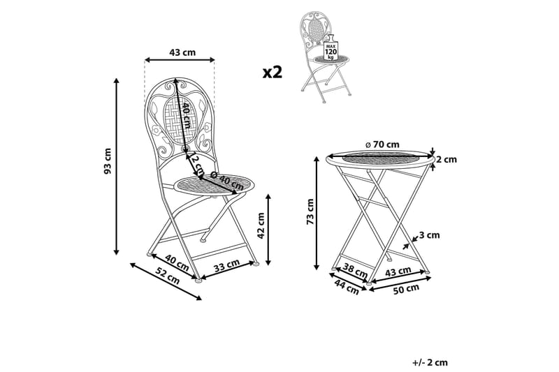 Balkongsett av bord og 2 stoler Lysegrønn BIVIO - Grønn - Hagemøbler - Hagegruppe - Cafesett