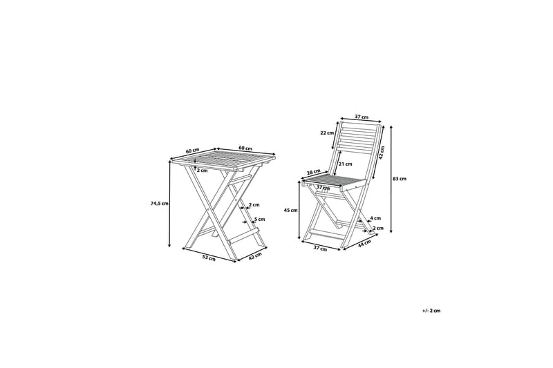 Balkongsett Bord + 2 Stoler Brun / Mintgrønn - Hvit - Hagemøbler - Hagegruppe - Cafesett