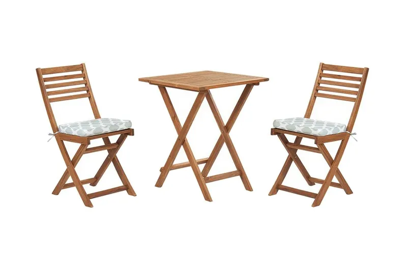 Balkongsett Bord + 2 Stoler Brun / Mintgrønn, Hvit