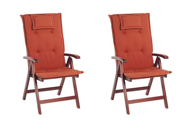 Balkongsett bord og to stoler med puter TOSCANA - Tre / Natur - Balkonggrupper - Cafesett