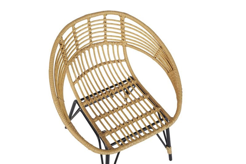 Balkongsett med bord og 2 stoler rotting PELLARO - Tre / Natur - Hagemøbler - Hagegruppe - Cafesett