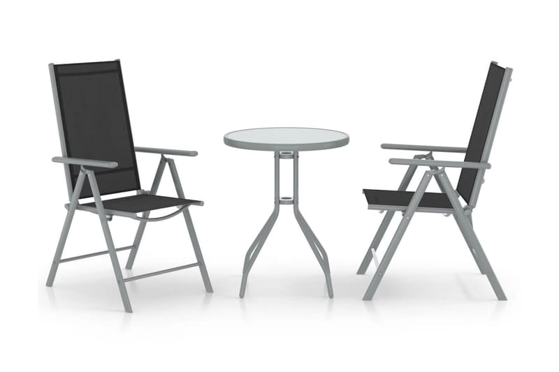 Bistorsett 3 deler aluminium og textilene sølv - Silver - Hagemøbler - Hagegruppe - Cafesett
