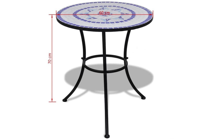 Bistrobord blå og hvit 60 cm mosaikk - Blå/Hvit - Hagemøbler - Hagegruppe - Cafesett